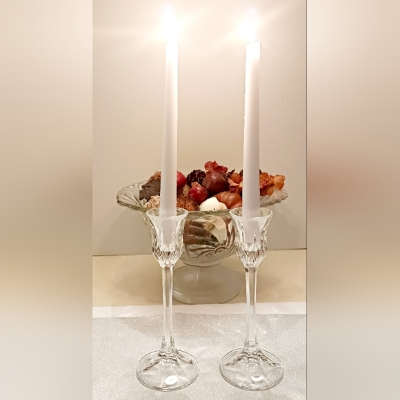 Vintage Pair of Gorham Full Lead Crystal Candleholders - Althea Cut - Picture 4 of 4